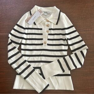 Evernew stripe ribbed polo